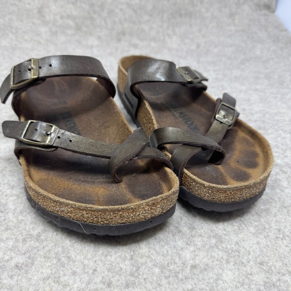 Birkenstock Mayari Slide Sandals Womens 37 Strappy Slip on Leather Outdoor Brown - Picture 1 of 9